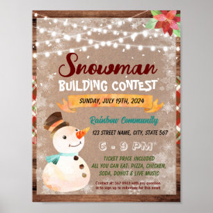 Snowman Building Contest school flyer Poster