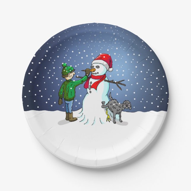 Snowman Building Paper Plate (Front)