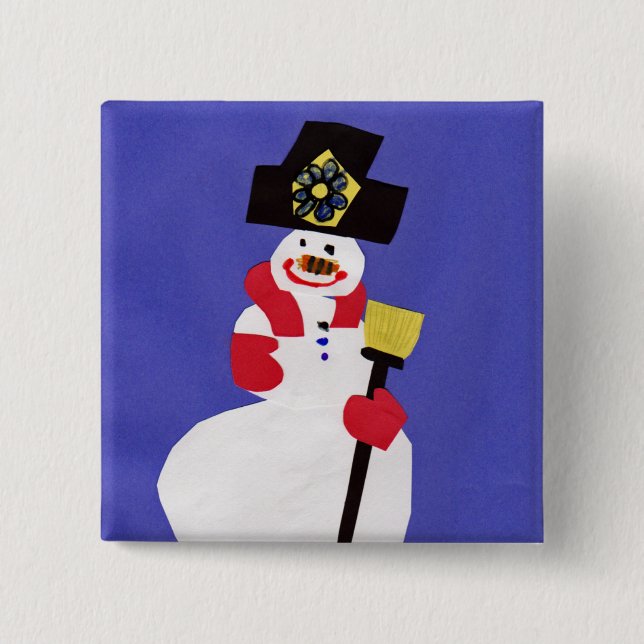 Snowman by VictoriaShaylee 15 Cm Square Badge (Front)