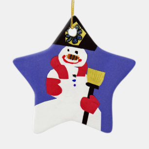 Snowman by VictoriaShaylee Ceramic Tree Decoration