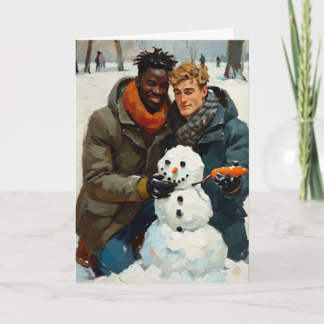 Snowman Carrot Winter Embrace Card (Front)