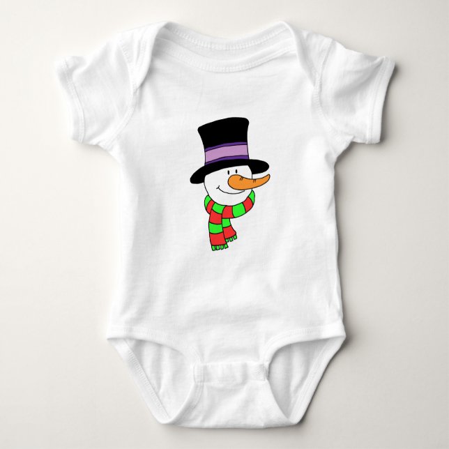 Snowman Cartoon Baby Bodysuit (Front)
