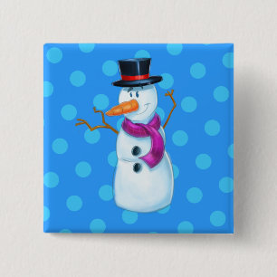 Snowman cartoon dad button