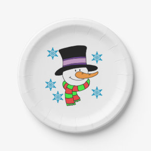 Snowman Cartoon Paper Plates