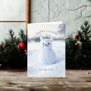 Snowman Cat Meowy Catmas Christmas Card
