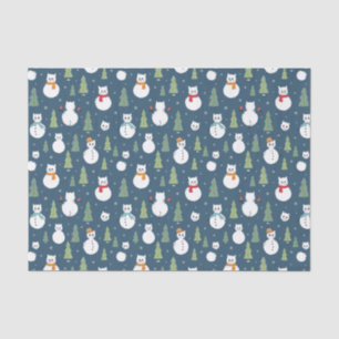 Snowman Cats Holiday Pattern Tissue Paper