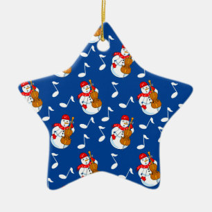 Snowman Cello Music Notes Ceramic Tree Decoration