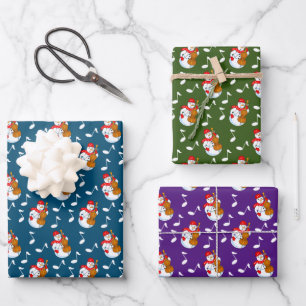 Snowman Cello Music Notes Wrapping Paper Sheet
