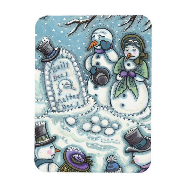 SNOWMAN CEMETERY, MELTED BEFORE HIS TIME, MOURNERS MAGNET (Vertical)