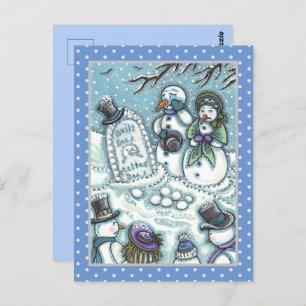 SNOWMAN CEMETERY, MELTED BEFORE HIS TIME, MOURNERS POSTCARD