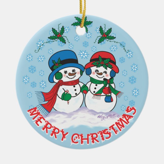 Snowman Ceramic Ornament (Front)