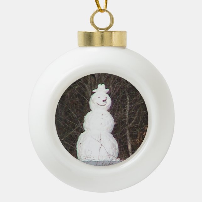 Snowman Ceramic Ornament (Front)