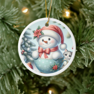 Snowman Ceramic Ornament