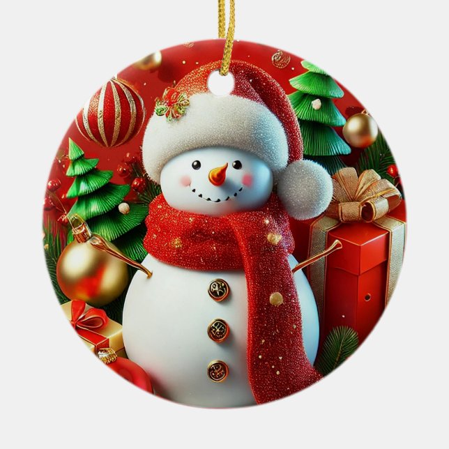 🎁Snowman Ceramic Ornament Cosy Gift Decor ✨ (Front)