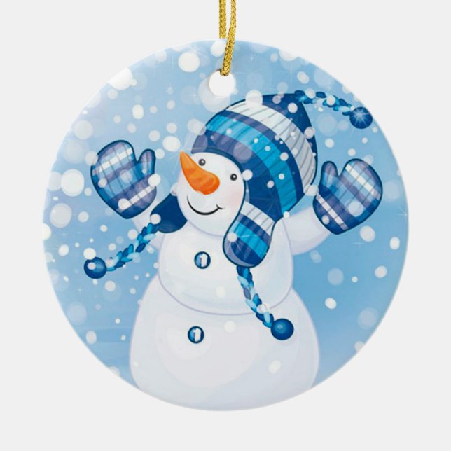 Snowman Ceramic Tree Decoration (Front)