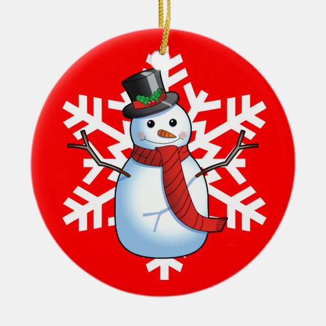 Snowman Ceramic Tree Decoration (Front)