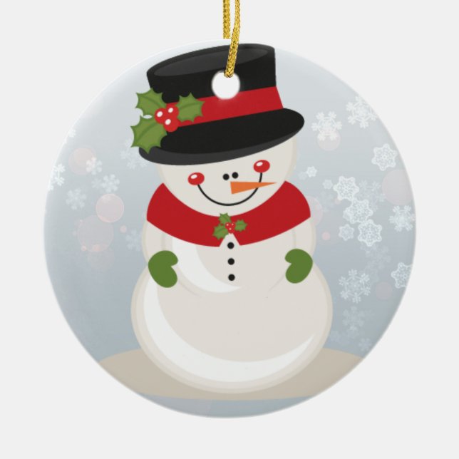 Snowman Ceramic Tree Decoration (Front)