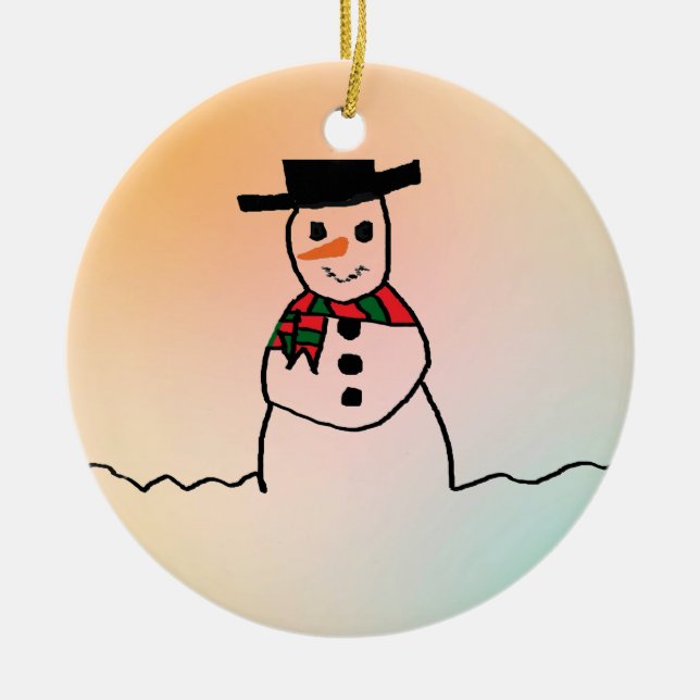 Snowman Ceramic Tree Decoration (Front)