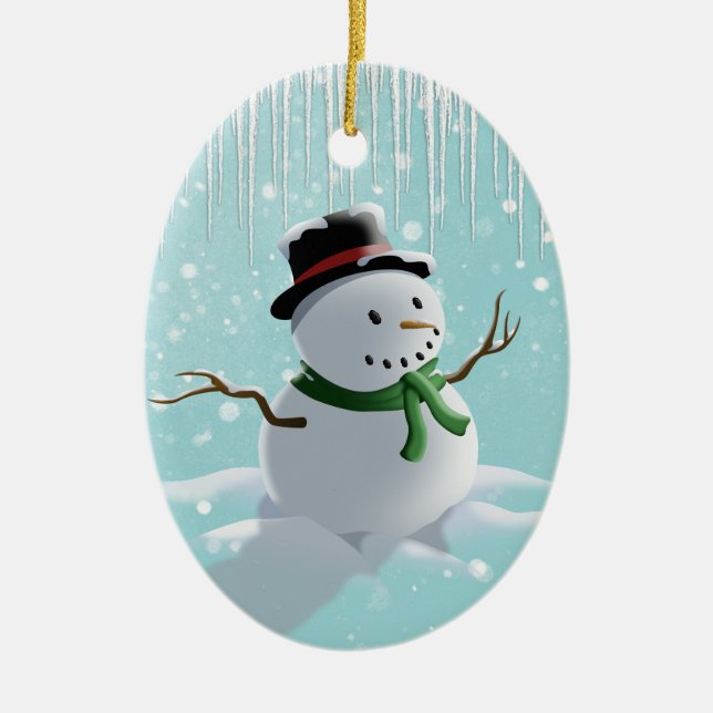 Snowman Ceramic Tree Decoration (Front)