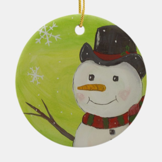 Snowman Ceramic Tree Decoration (Front)