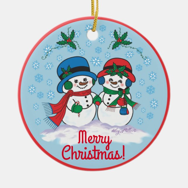 Snowman Ceramic Tree Decoration (Front)