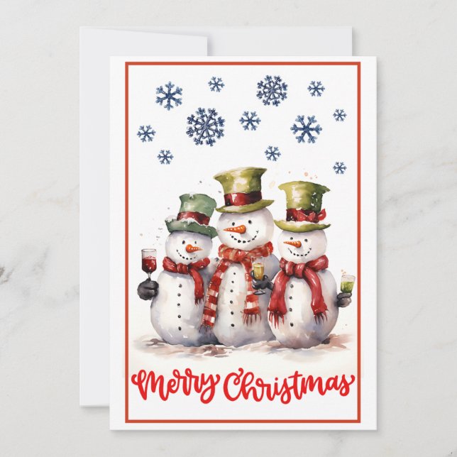 Snowman Cheers & Holiday Hats Card (Front)