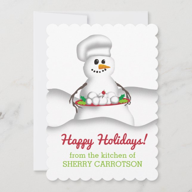 Snowman chef from the kitchen of culinary holiday (Front)