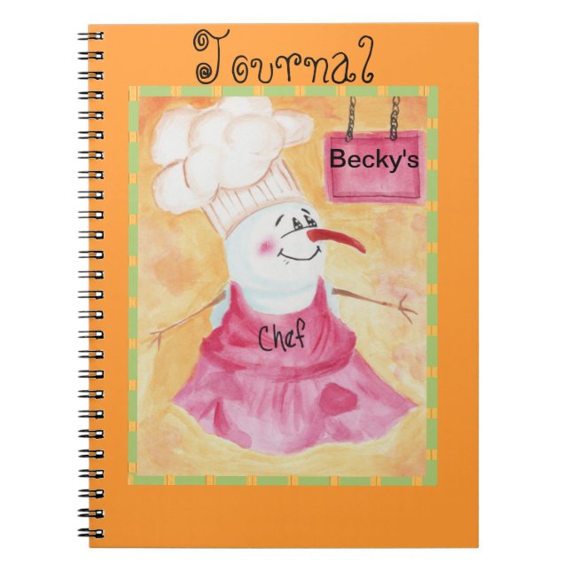 Snowman Chef in Apron & Chef's Hat Journal (Front)