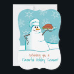 Snowman chef turkey dinner culinary Christmas card<br><div class="desc">A snowman wearing a chef's hat,  serving up a turkey dinner on this culinary Christmas card perfect for your sending to your customers from your personal chef,  catering,  restaurant,  or other food,  cooking or culinary business.</div>