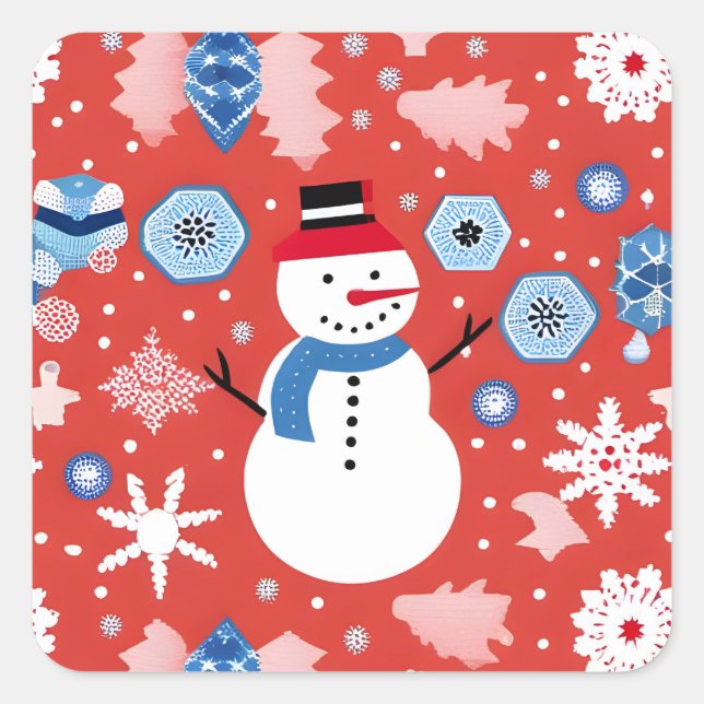 Snowman Chillin' Square Sticker (Front)
