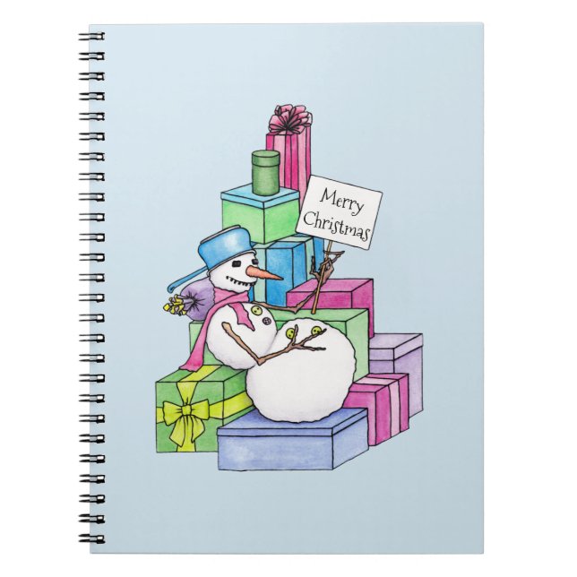 Snowman chilling on presents notebook (Front)