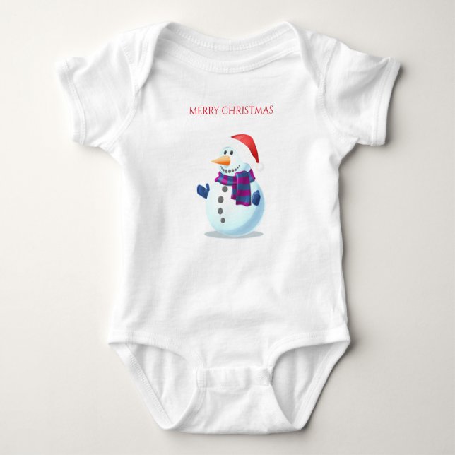 Snowman christmas baby jersey bodysuit. baby bodysuit (Front)