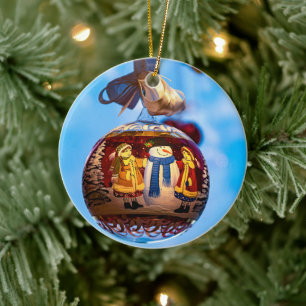 Snowman Christmas Ball Ceramic Tree Decoration