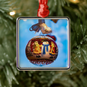 Snowman Christmas Ball Metal Tree Decoration