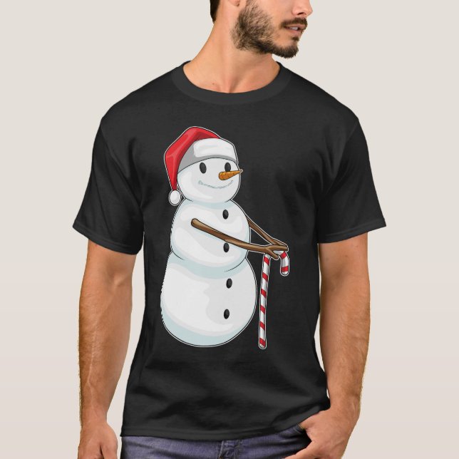 Snowman Christmas Candy cane T-Shirt (Front)