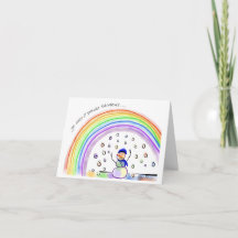 Snowman Christmas card- snowing rainbows