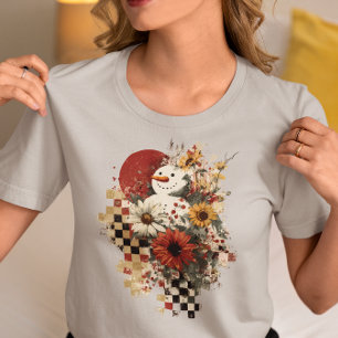 Snowman Christmas Checkered Board retro  Tri-Blend Shirt