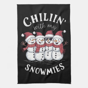 Snowman Christmas Chillin With My Snowmies Gift Tea Towel