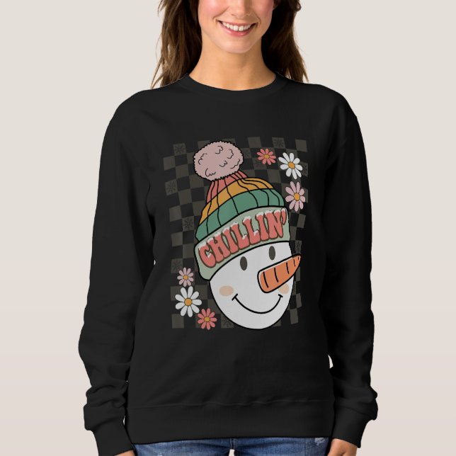 Snowman Christmas Chillin With My Snowmies Ugly Sweatshirt (Front)