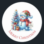 Snowman Christmas Classic Round Sticker<br><div class="desc">Snowman Christmas stickers</div>