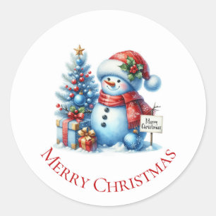 Snowman Christmas Classic Round Sticker