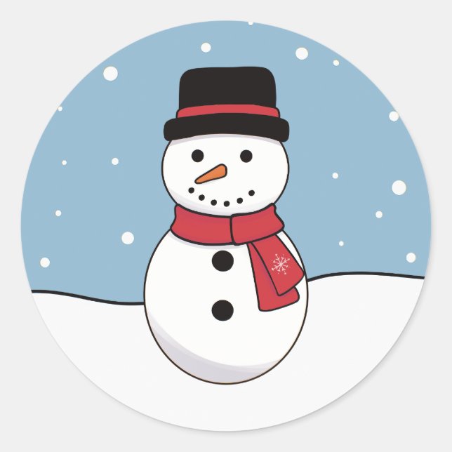 Snowman Christmas Classic Round Sticker (Front)