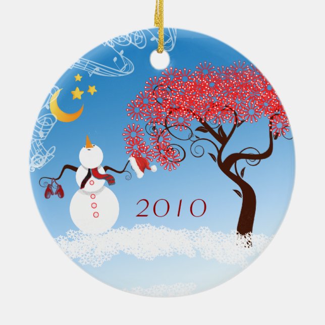Snowman Christmas Couples Photo Ornament (Back)