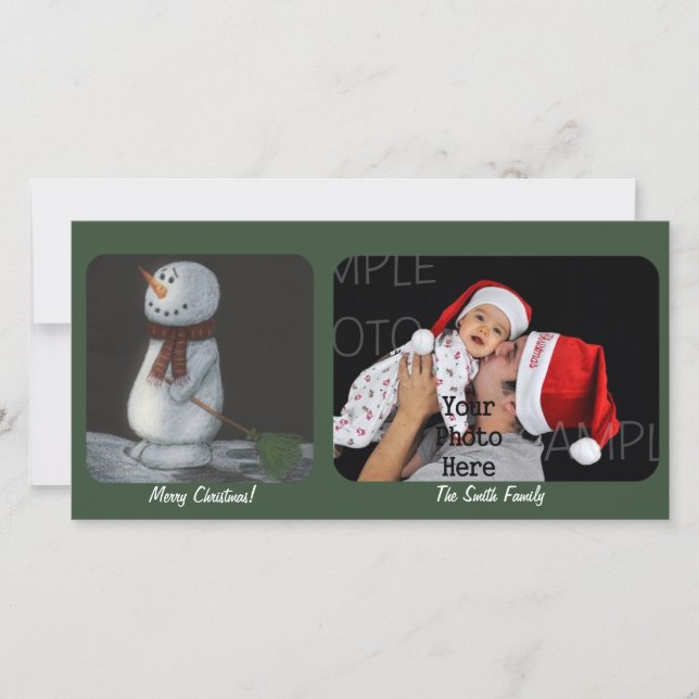 Snowman Christmas Custom Photo Card (Front)