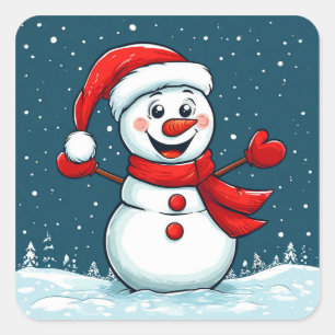 ☃️ Snowman Christmas Decor For Kids 🎄 Square Sticker