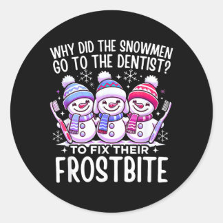 Snowman Christmas Dentist Dental Istant Xmas Classic Round Sticker