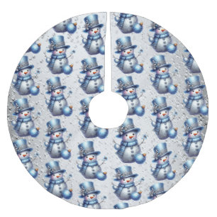 Snowman Christmas Elegant Winter Holidays Brushed Polyester Tree Skirt