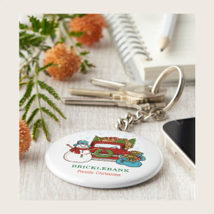 Snowman Christmas Family Matching Personalised Key Ring