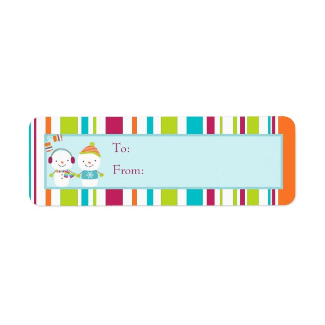 Snowman Christmas Gift Tag Label (Front)