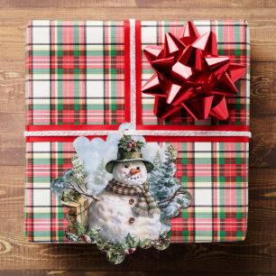 Snowman Christmas Gift Tag with Pine Trees Tree Decoration Card